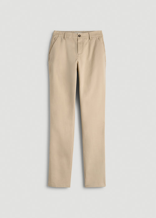Stretch Commuter Tapered Fit Chino Pants for Tall Women in Warm Taupe