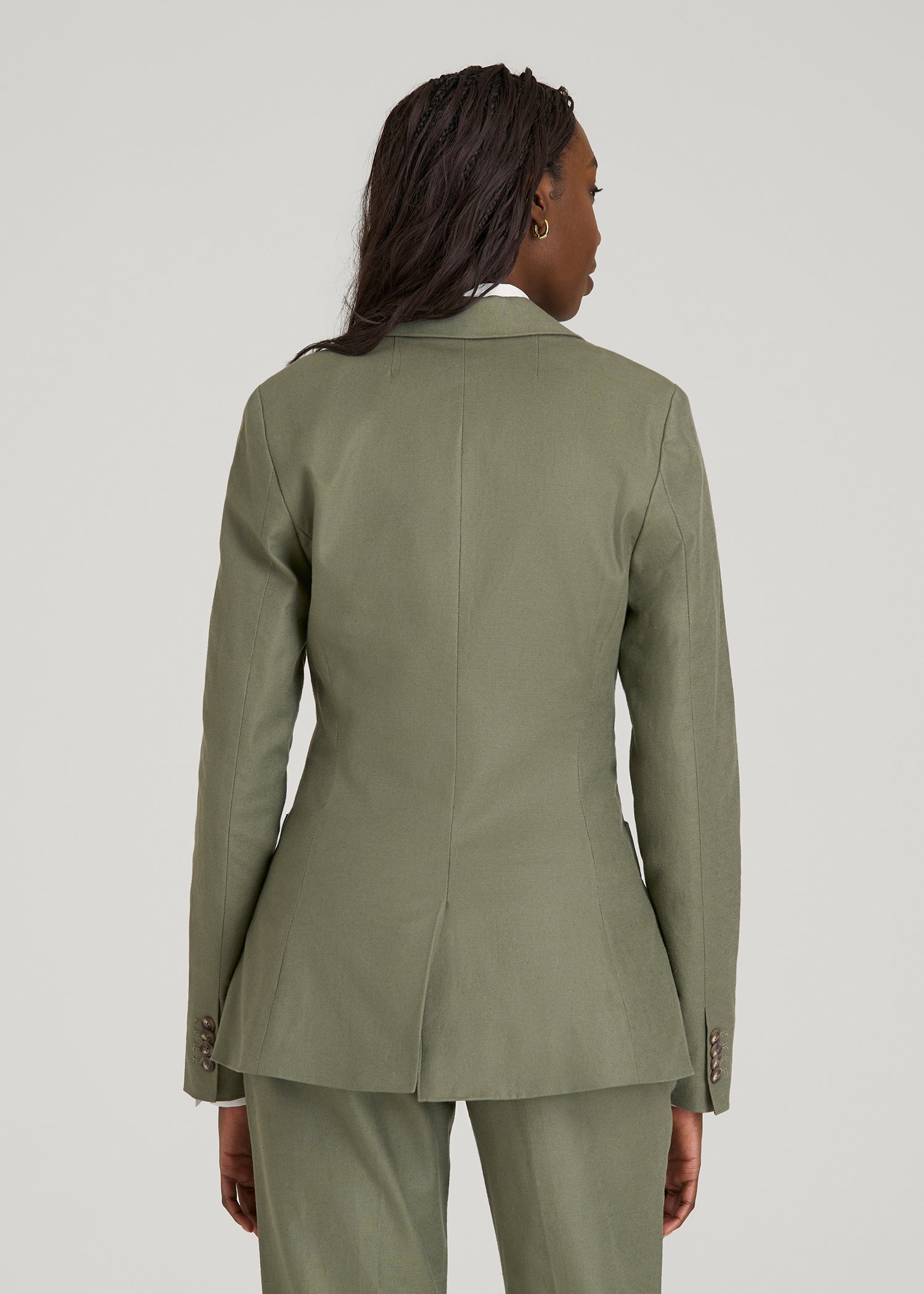Slim Fit Linen Blend Blazer for Tall Women in Olive 10 / Extra Tall / Olive