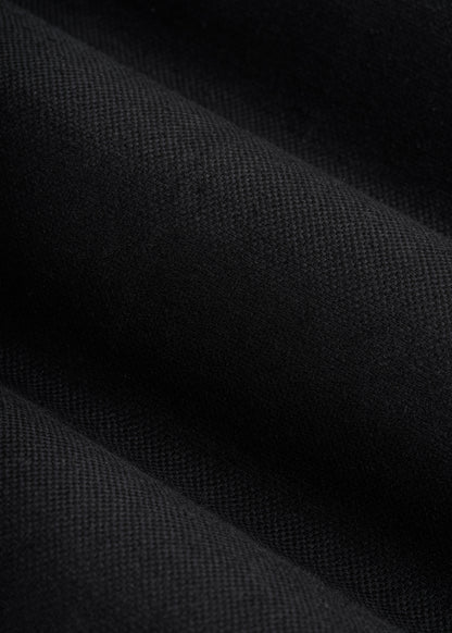 Stretch Cotton Linen Blend Pleated Shorts for Tall Women in Black