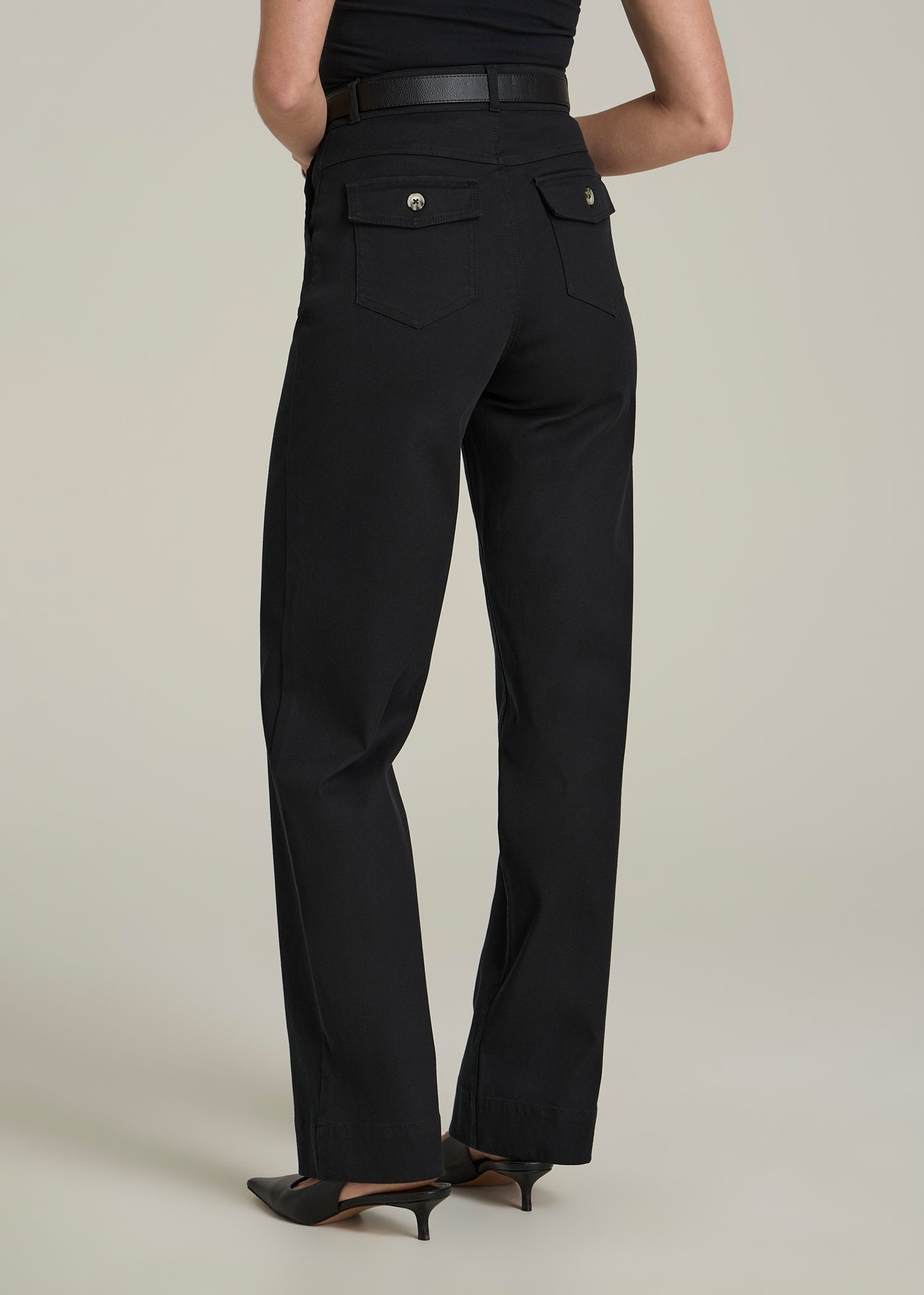 Stretch Twill Wide Leg Pant for Tall Women in Black