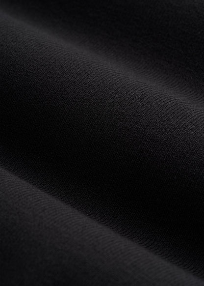 Structured Knit Cropped Long Sleeve Top for Tall Women in Deep Black