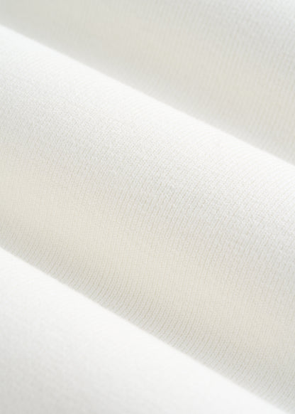 Structured Knit Cropped Long Sleeve Top for Tall Women in White Alyssum
