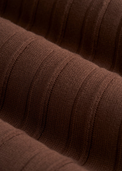 Structured Knit Pleated Midi Skirt for Tall Women in Deep Caramel