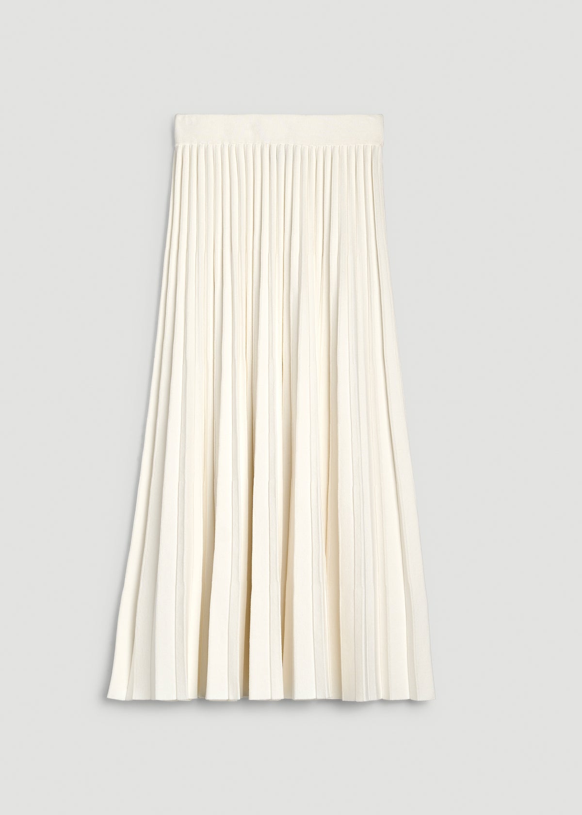 Structured Knit Pleated Midi Skirt for Tall Women in White Alyssum
