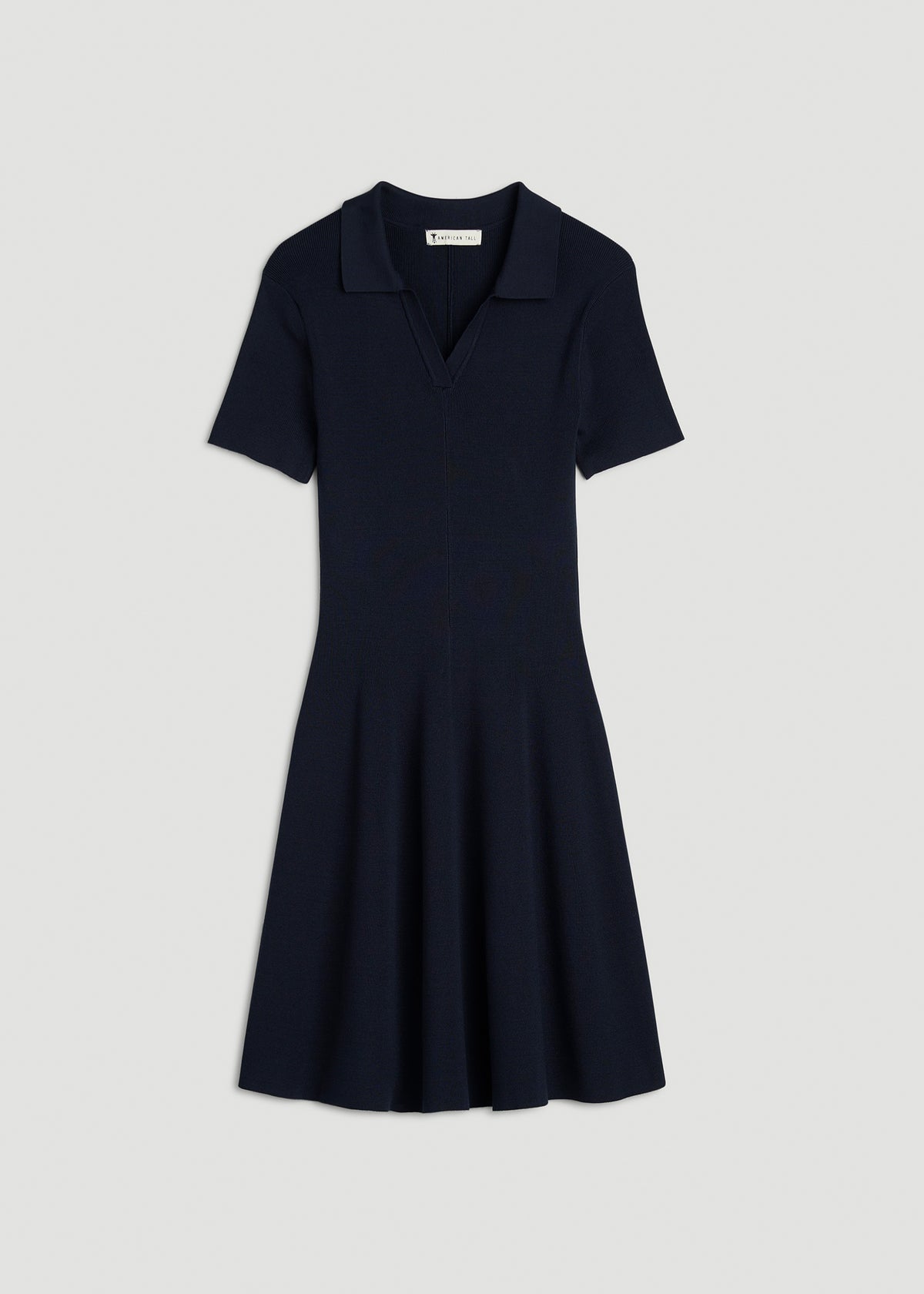 Structured Knit Short Sleeve Polo Dress for Tall Women in Royal Navy