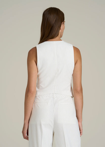 Tailored Vest for Tall Women in Off White Pinstripe