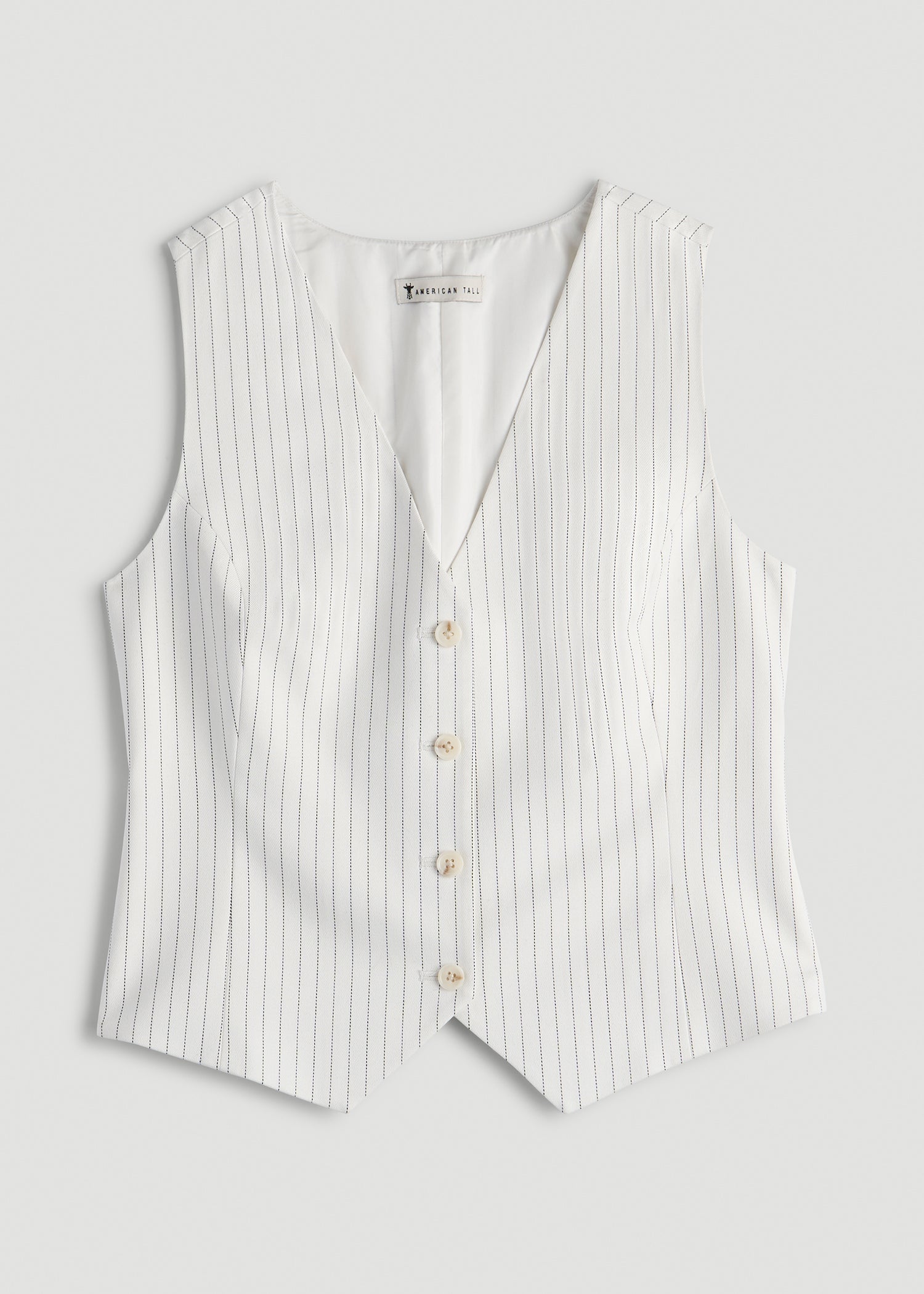 Tailored Vest for Tall Women in Off White Pinstripe