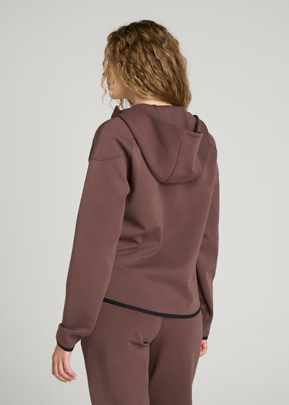 Tech Motion Zip Hoodie for Tall Women in Dark Brown