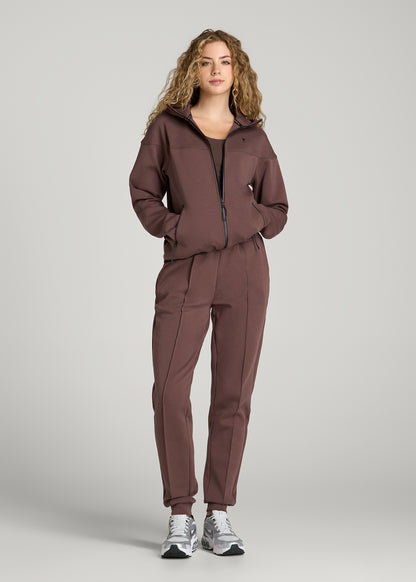 Tech Motion Zip Hoodie for Tall Women in Dark Brown