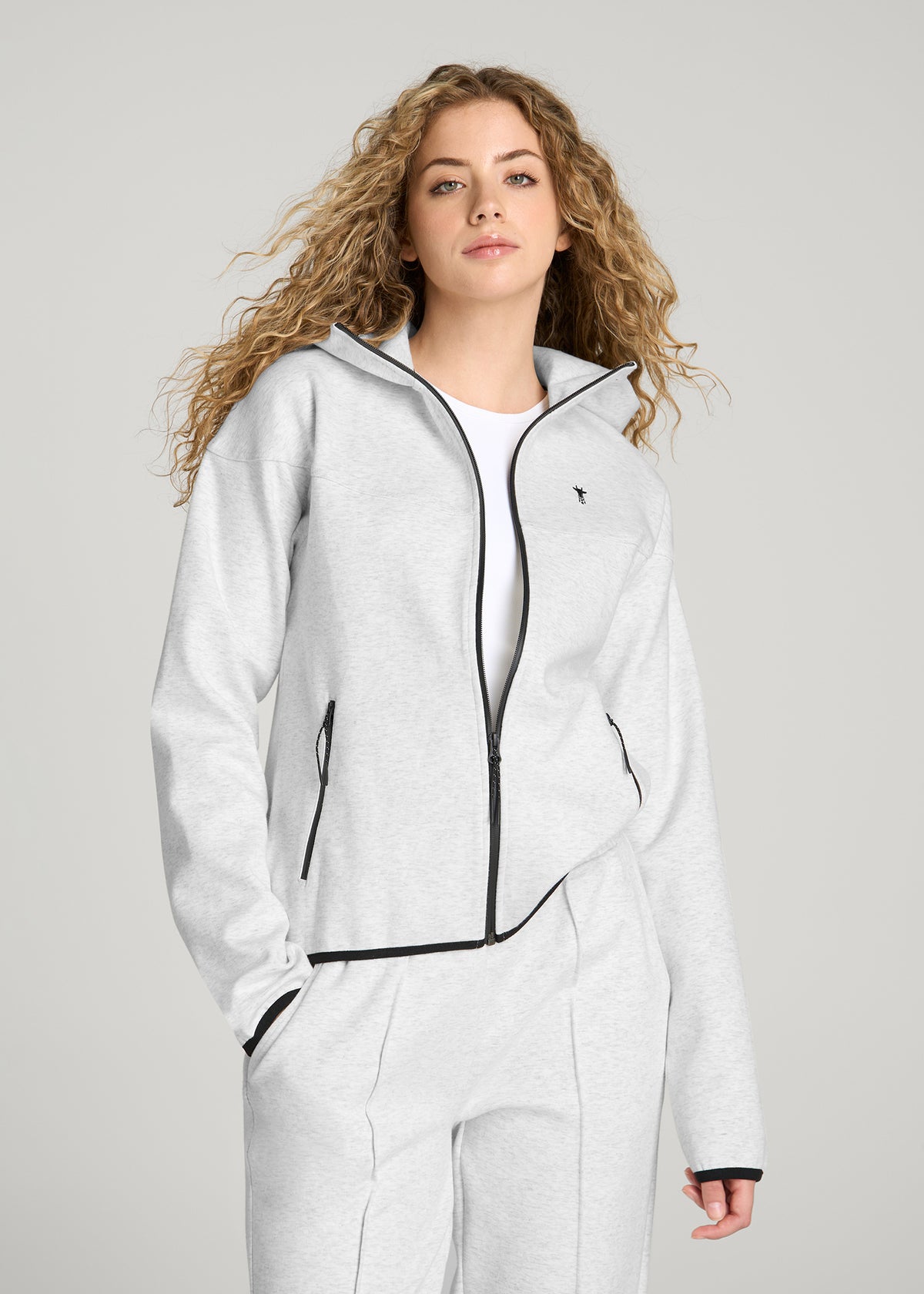 Tech Motion Zip Hoodie for Tall Women in Heather Frost