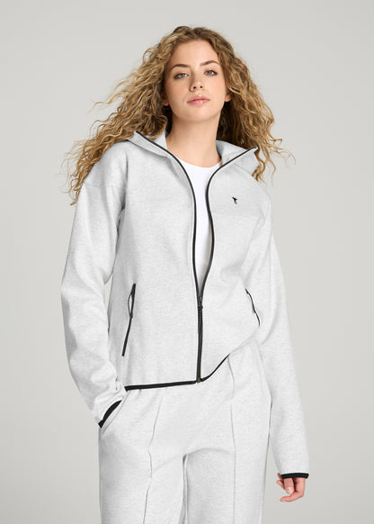 Tech Motion Zip Hoodie for Tall Women in Heather Frost