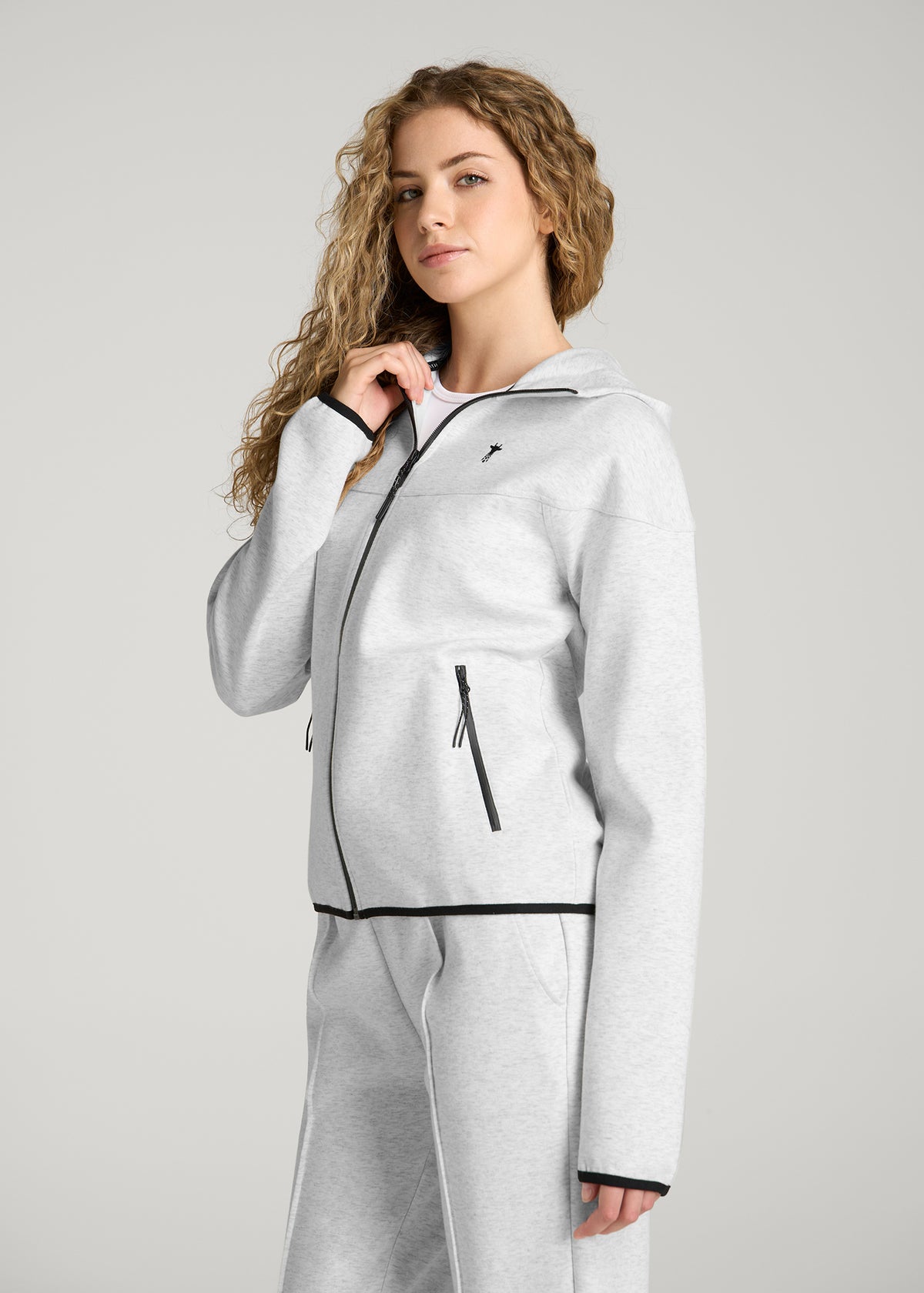Tech Motion Zip Hoodie for Tall Women in Heather Frost