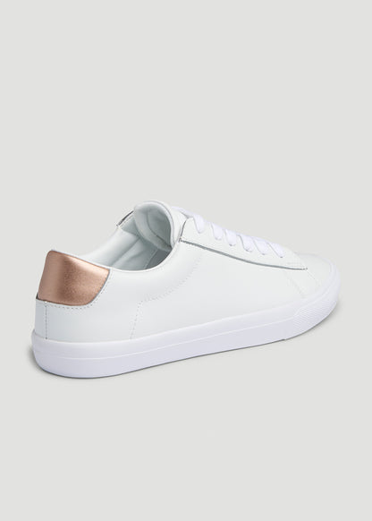 Tennis Sneaker in White for Tall Women With Rose Gold