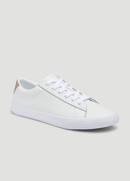Tennis Sneaker in White for Tall Women With Rose Gold