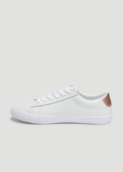 Tennis Sneaker in White for Tall Women With Rose Gold