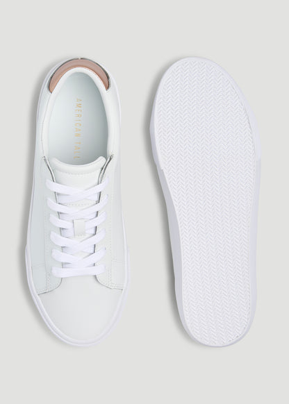 Tennis Sneaker in White for Tall Women With Rose Gold