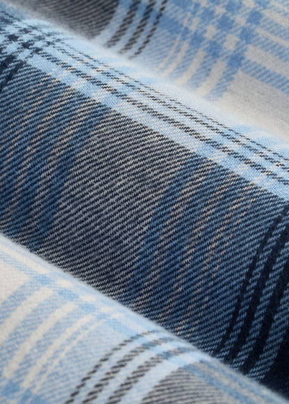 Tie Waist Flannel Pajama Pants for Tall Women in Blue and White Plaid