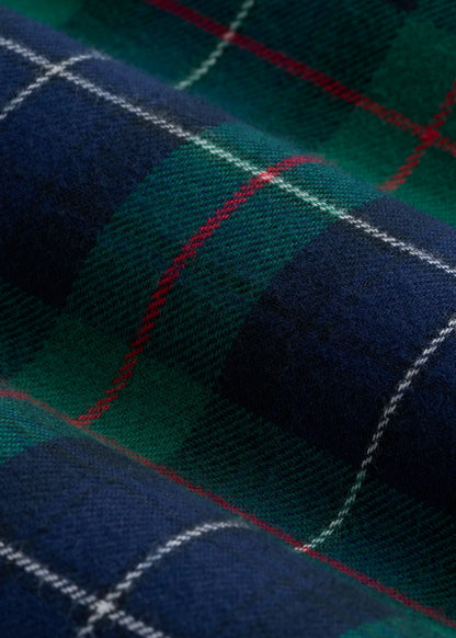 Tie Waist Flannel Pajama Pants for Tall Women in Green and Blue Plaid