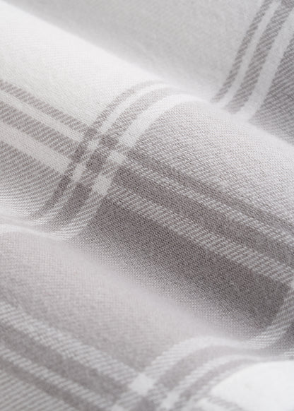 Tie-Waist Flannel Pajama Pants for Tall Women in White and Grey Plaid