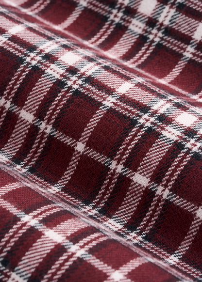 Tie Waist Flannel Pajama Pants for Tall Women in Wine and Grey Lilac Plaid