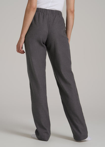 Open-Bottom Flannel Pajama Pants for Tall Women in Charcoal Flannel