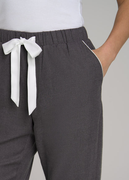 Open-Bottom Flannel Pajama Pants for Tall Women in Charcoal Flannel