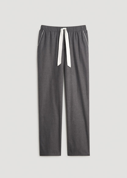 Open-Bottom Flannel Pajama Pants for Tall Women in Charcoal Flannel