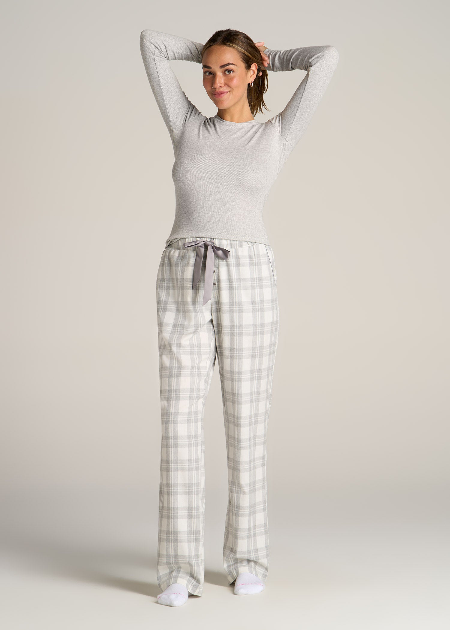 Pajama Pants Womens Plaid Pajama Set Open-Bottom Flannel Women's