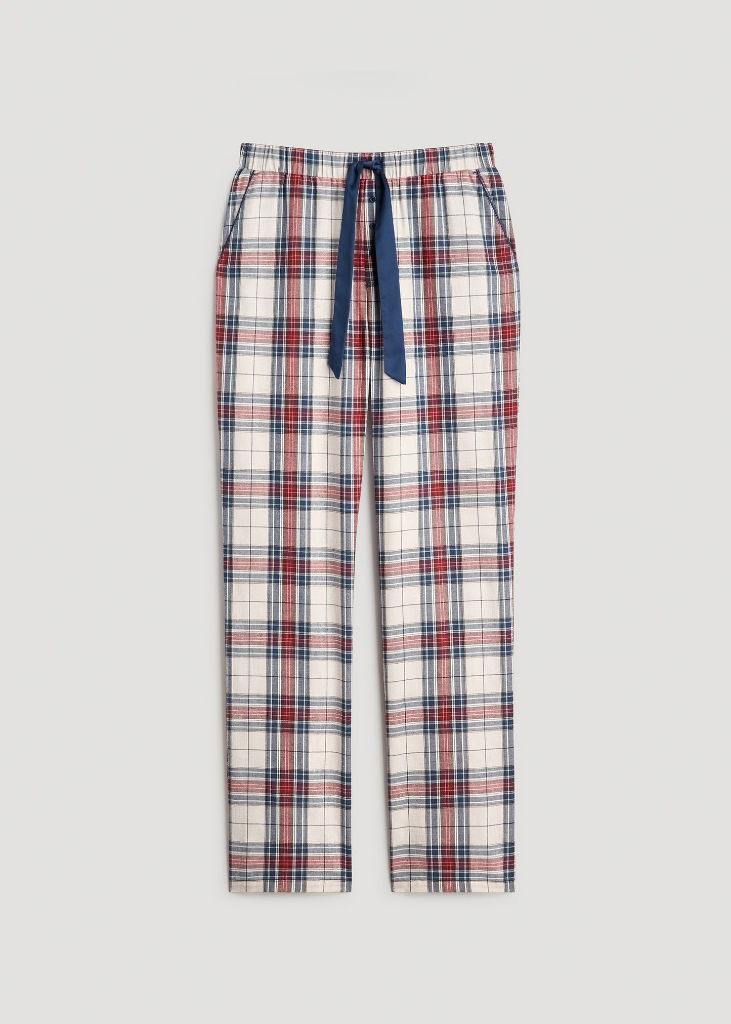 Open-Bottom Flannel Women's Tall Pajama Pants in Mixed Tartan