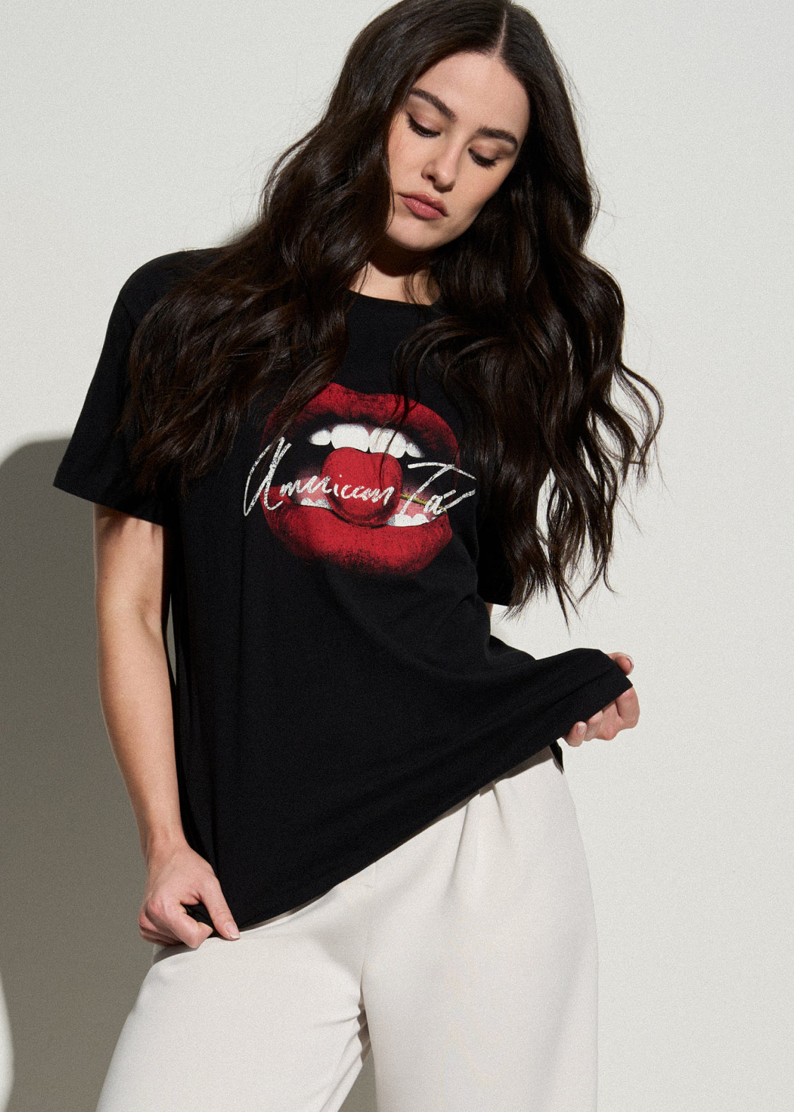 Black Cherry Lips Graphic Tee for Tall Women | American Tall