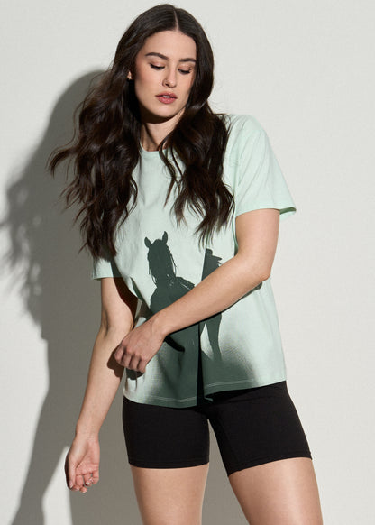 Equestrian Graphic Tee for Tall Women in Blue