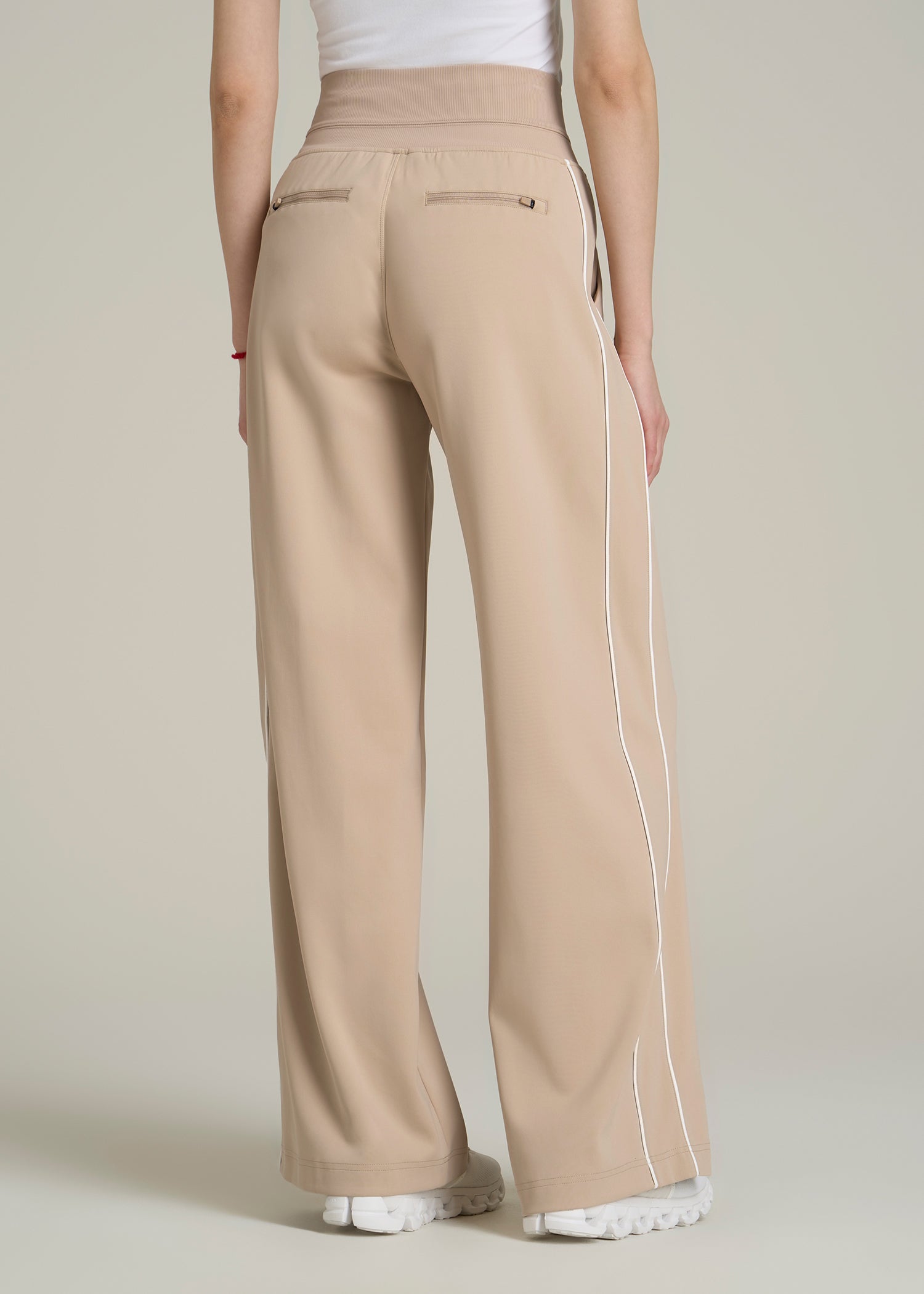 Track Pants with Piping for Tall Women in Clay