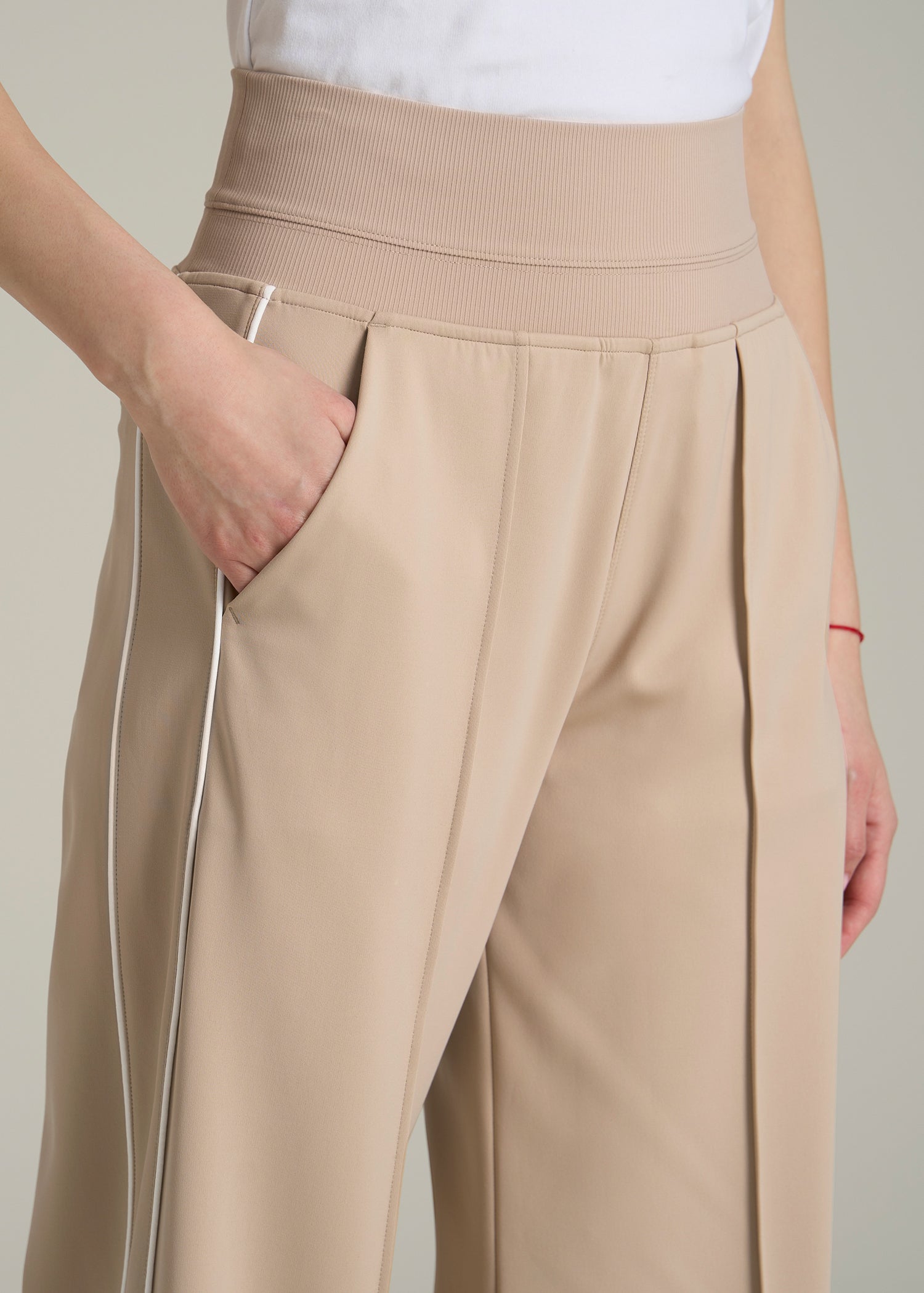 Track Pants with Piping for Tall Women in Clay