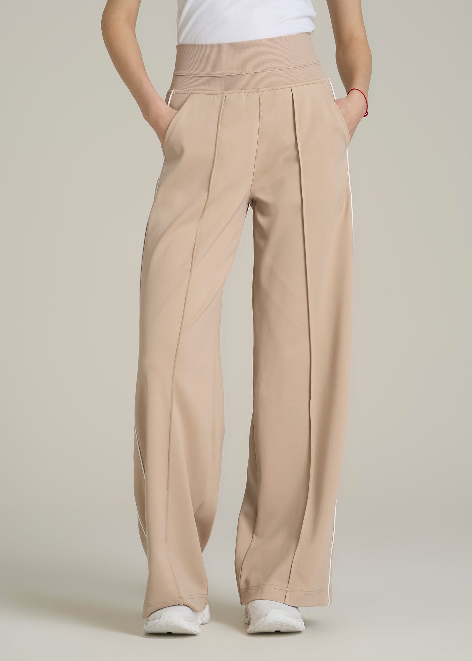 Track Pants with Piping for Tall Women in Clay