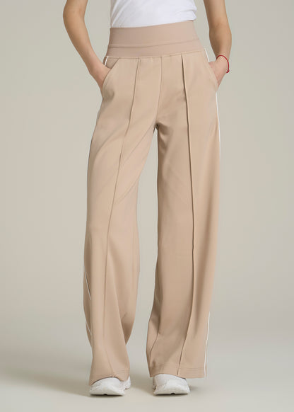 Track Pants with Piping for Tall Women in Clay