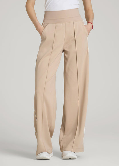 Track Pants with Piping for Tall Women in Clay