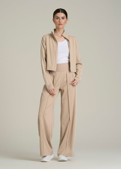 Track Pants with Piping for Tall Women in Clay