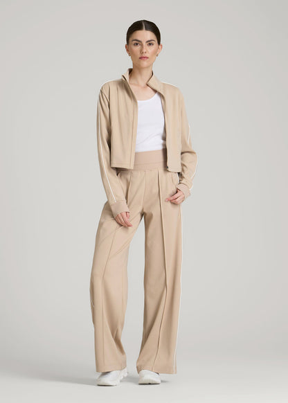 Track Pants with Piping for Tall Women in Clay
