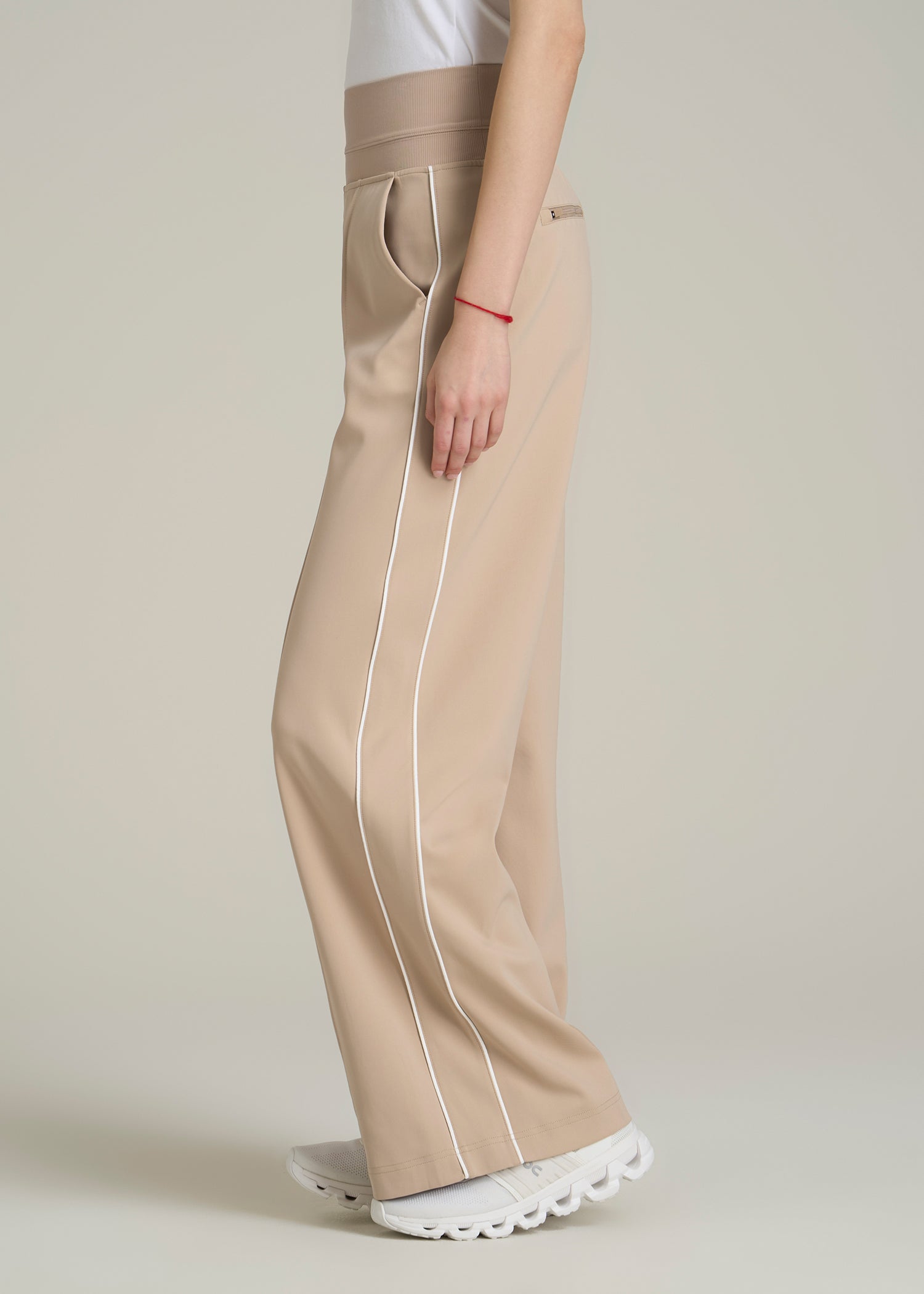 Track Pants with Piping for Tall Women in Clay