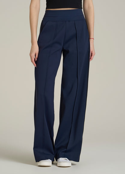 Track Pants with Piping for Tall Women in Navy