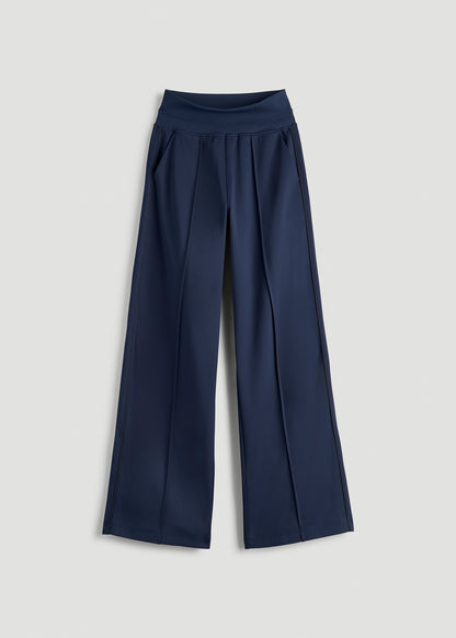 Track Pants with Piping for Tall Women in Navy