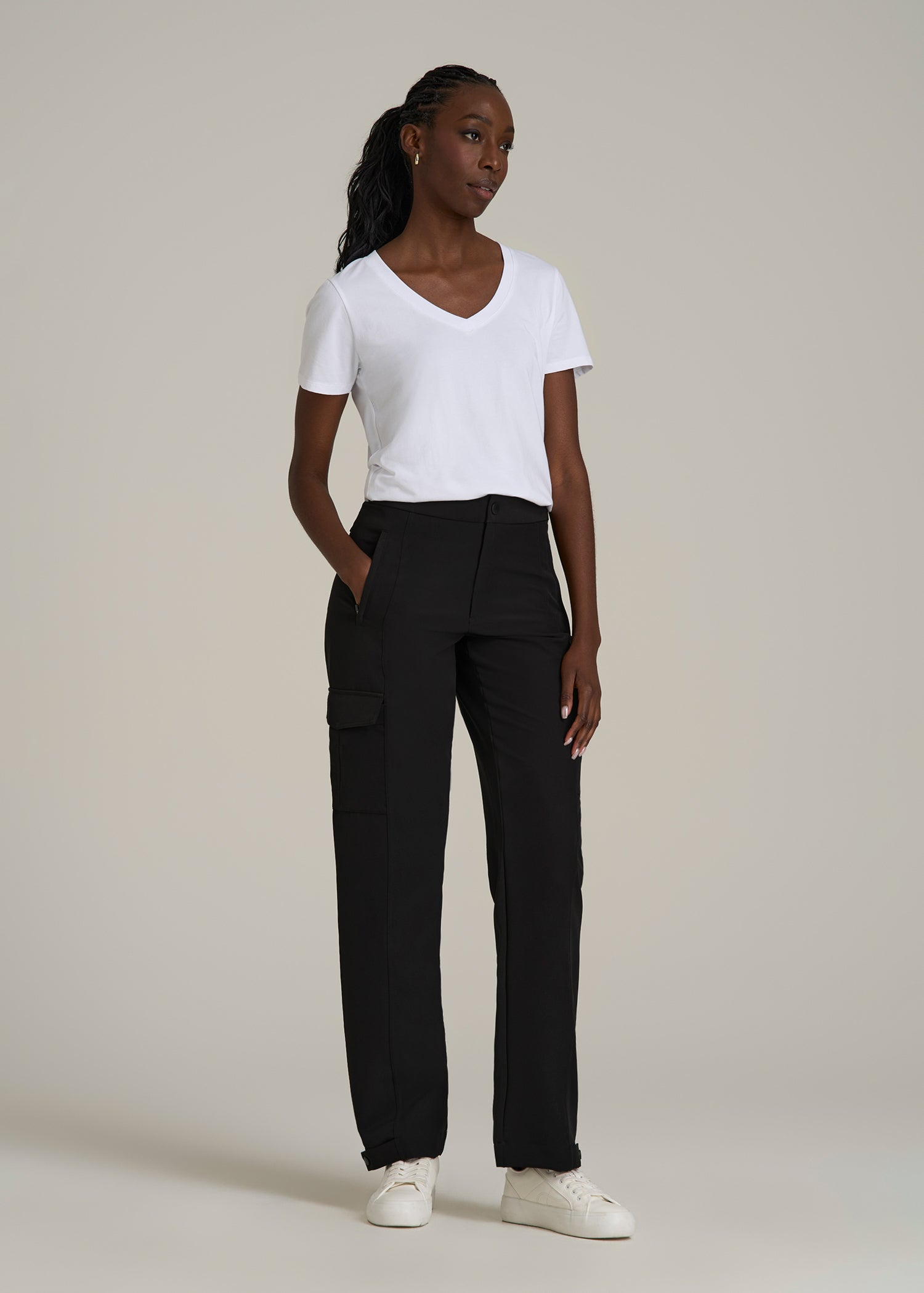Traveler Cargo Pants for Tall Women in Black