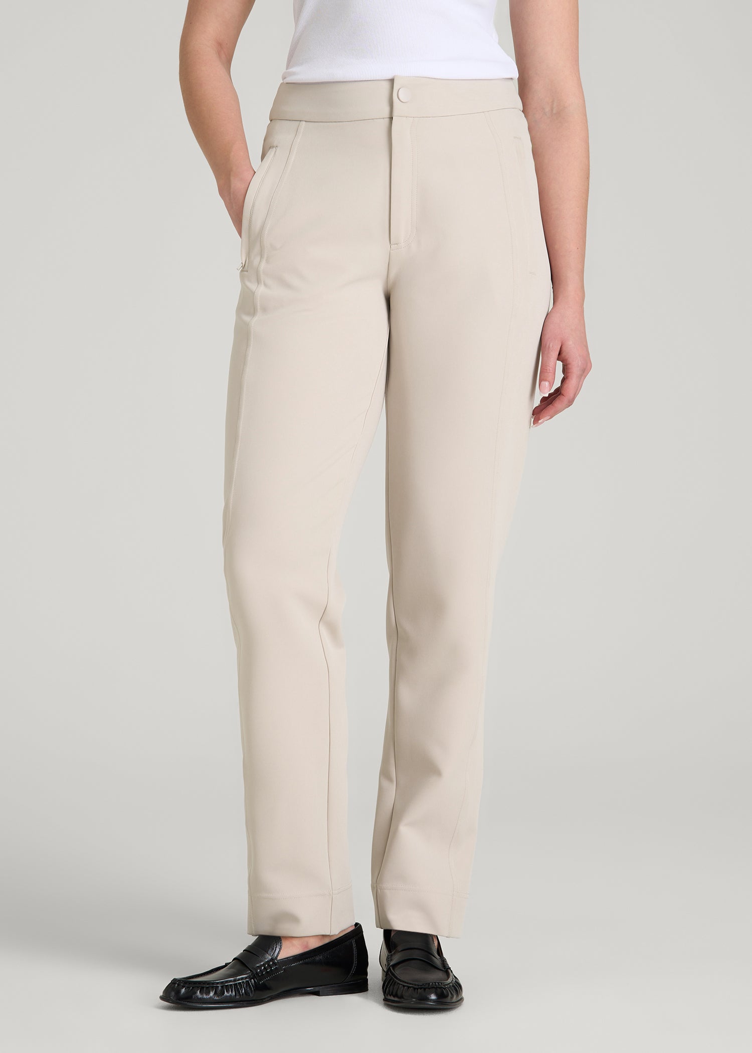 Traveler Tapered Fit Pant for Tall Women in Drywall Tan