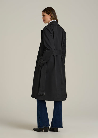 Relaxed Trench Coat for Tall Women in Black