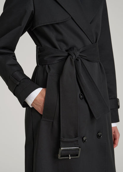 Relaxed Trench Coat for Tall Women in Black L / Extra Tall / Black Relaxed Trench Coat for Tall Women in Black L / Extra Tall / Black