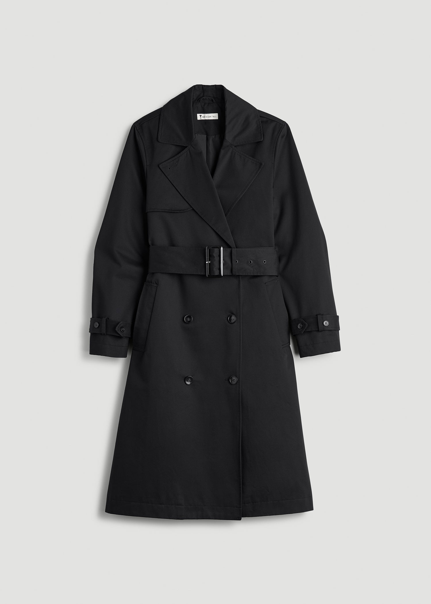 Relaxed Trench Coat for Tall Women in Black