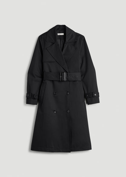 Relaxed Trench Coat for Tall Women in Black