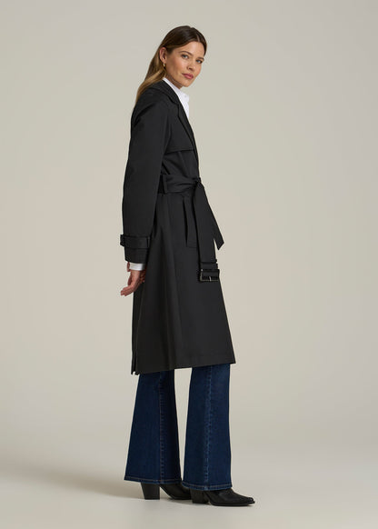 Relaxed Trench Coat for Tall Women in Black