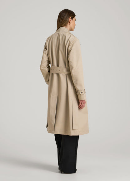 Relaxed Trench Coat for Tall Women in Light Khaki