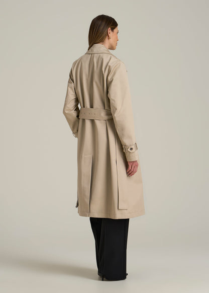 Relaxed Trench Coat for Tall Women in Light Khaki